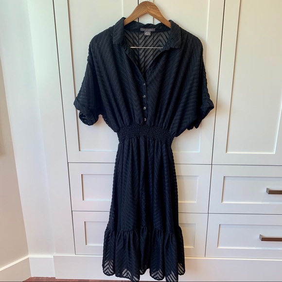 Suzy Shier Dresses & Skirts - Suzy Shier Black Midi Dress with Sheer Back